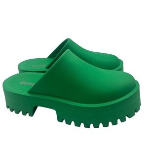 Women's Chunky Green Platform Clog Mules
